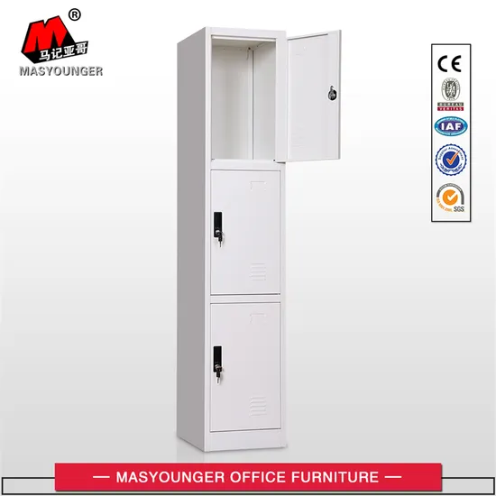 Stable Cold Rolled Steel 3 Door Storage Clothes Wardrobe Iron Almirah Cabinet 1 Line Metal Locker 
