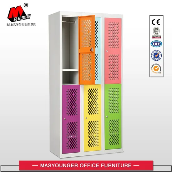 Metal Locker Steel Compact 6 Door Wardrobe Workplace Public Place Storage Clothes Personal Items Locker 